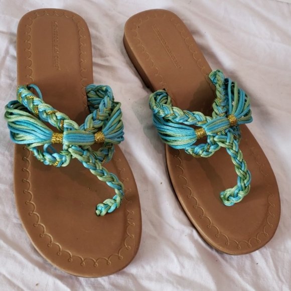 Montego Bay Club Shoes - 🏆Montego Bay Aqua, Green Soft Braided Sandals 9